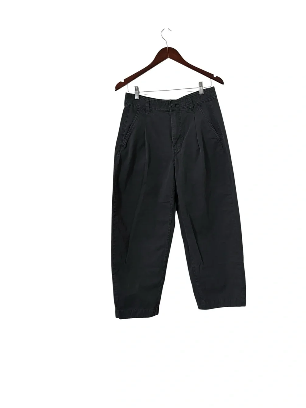 EVERLANE The Everywhere Barrel Cotton Linen Black Pants Trousers